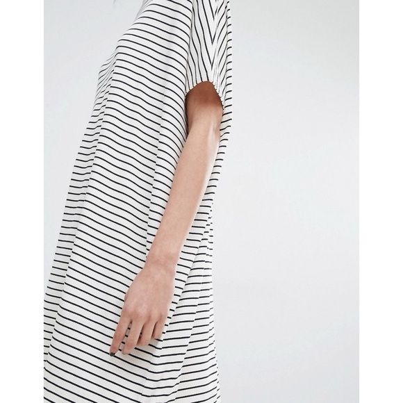 ASOS Just Female Nora Short Sleeve High Neck Ribbed Jersey Knit Minimalist Dress - Picture 2 of 15